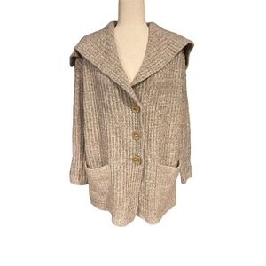 Free People Beige Oversized Knit Button Carigan Sweater Size S Wool‎ Alpaca Bld